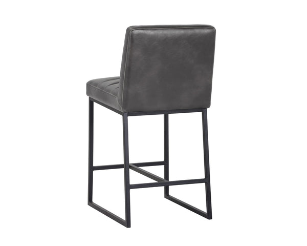 Sunpan SPYROS Counter Stool - Contemporary Industrial Design with Durable Faux Leather and Sturdy Frame Grey 103897V