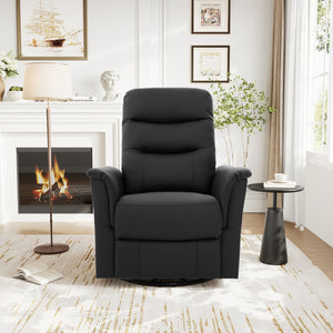English Elm Manual Recliner Swivel Rocker Boucle Chair with 8-point Massage for Nursery or Living Room Black N763P363763B