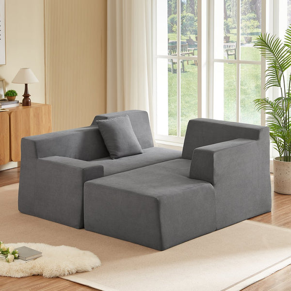English Elm Modern Corduroy L-shaped Sectional Sofa with High Back for Cozy Living Rooms W3396P414718