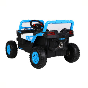 English Elm Ride on 12v Electric Kids Car with Remote Control Swing Function and Bluetooth Music Blue W1760P358711