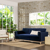 English Elm Knox 84" Modern Farmhouse Sofa, Dark Navy Blue Performance Velvet