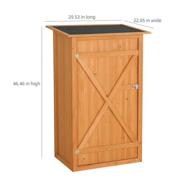 English Elm Outdoor Solid Wood Storage Shed with Lockable Door and Adjustable Shelves for Backyard W3921P409955