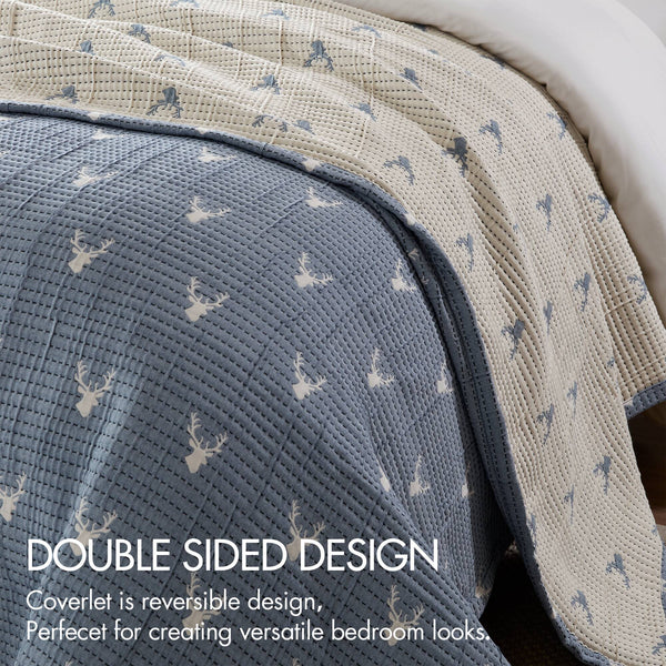 English Elm 3 Luxe Matelassé Coverlet Set Full/Queen with Two Standard Shams – Lightweight Polyester, Textured Elegance Blue 18.7 L x 14.76 W x 5.32 H B035P366538