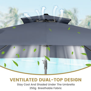 English Elm 11FT Patio Umbrella with Double Venting Top, UPF50+ 11x11ft Shade, Aluminum Frame, Tilt & Rotate Gray 106.3 L x 16.14 W x 6.3 H T3609P347438