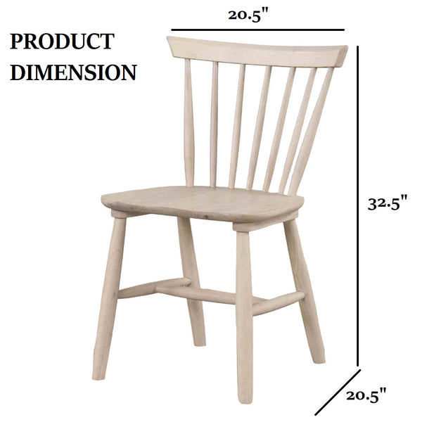 English Elm 2pc Mid-Century Dining Chairs with Spindle Back Molded Seat, White Oak Finish, Compact Comfort Set B2741P406732