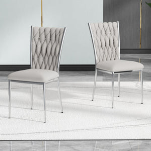 English Elm Modern Velvet Upholstered Dining Chairs Set of 2 with Electroplated Legs for Kitchen Light Gray W210P301594