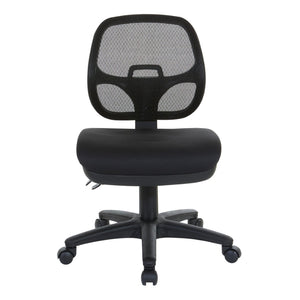 OSP Home Furnishings Ergonomic Armless Mesh Task Chair with Lumbar Support and Pneumatic Height Adjustment Coal 2902-30