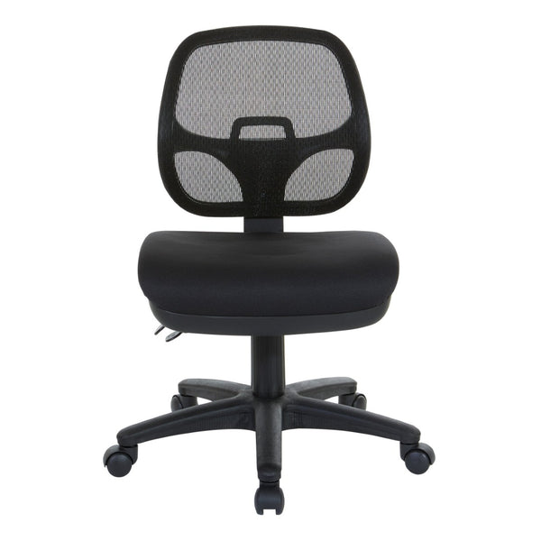OSP Home Furnishings Ergonomic Armless Mesh Task Chair with Lumbar Support and Pneumatic Height Adjustment Coal 2902-30