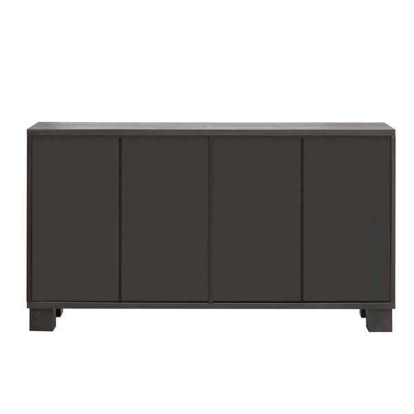 English Elm Trexm Ash Veneer Buffet with Gold Handles Matte Black Lacquer Dining Storage Taupe N715P232696N
