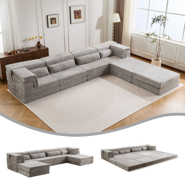 English Elm Compression Modular Floor Sofa Bed - Cozy, No Assembly Needed, Pet-Friendly, Light Grey - Versatile Comfort! W3723S00040