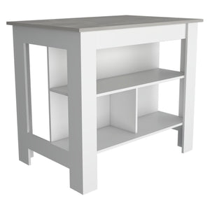 English Elm Brooklyn Kitchen Island With Three Concealed Shelves – Rustic Charm & Multi-Functional Design! B128P148880