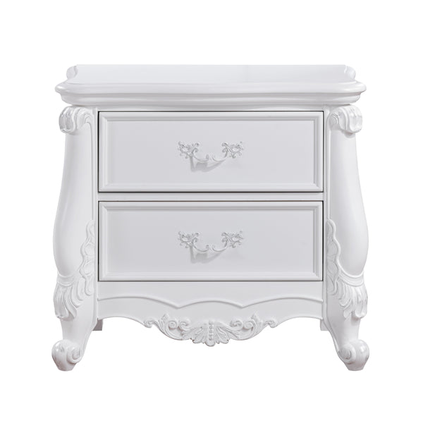 English Elm Latisha White Finish Nightstand with Smooth Poly-Lined Drawer, Durable Hardwood & Sleek Veneer Design B2726P247630