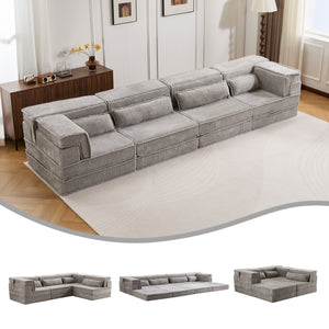 English Elm Compression Boneless Modular Sofa Bed - Versatile, Plush 4-Seater With Pillows, No Assembly Needed! W3723S00032
