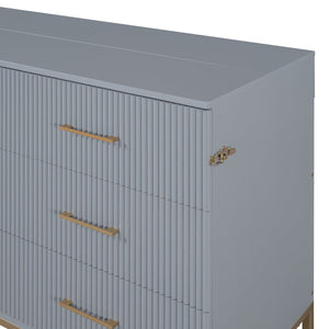 English Elm Murphy Queen Wall Bed with Frosted Glass Cabinet Facade Gold Legs Pine Frame Gray N820S00028E
