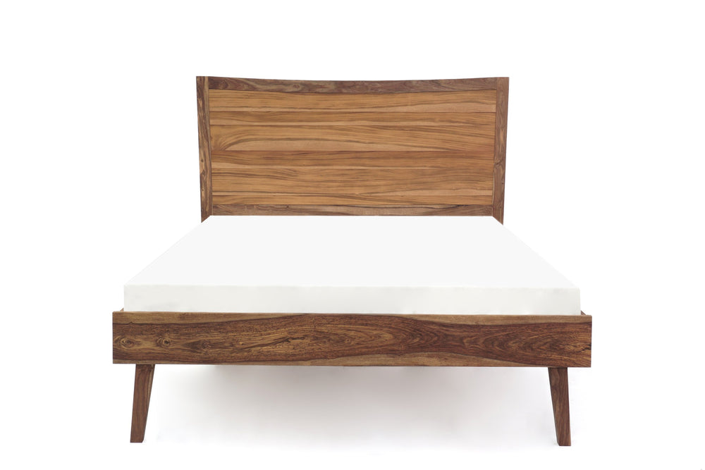 Porter Designs Porter Fusion Solid Sheesham Wood King Bed - Mid-century Modern Design In Light Brown Finish Light Brown Wood 04-117-04b-6750-kit