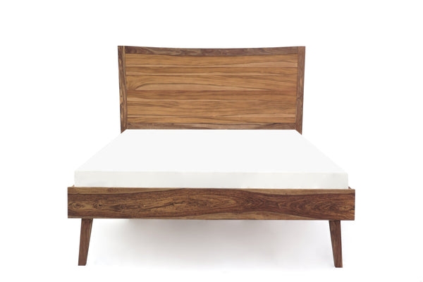 Porter Designs Porter Fusion Solid Sheesham Wood King Bed - Mid-century Modern Design In Light Brown Finish Light Brown Wood 04-117-04b-6750-kit
