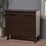 Christopher Knight Home® - Noble House - Wilnona Modern 3-Shelf Walnut Finished Faux Wood Cabinet with Sonoma Oak Interior