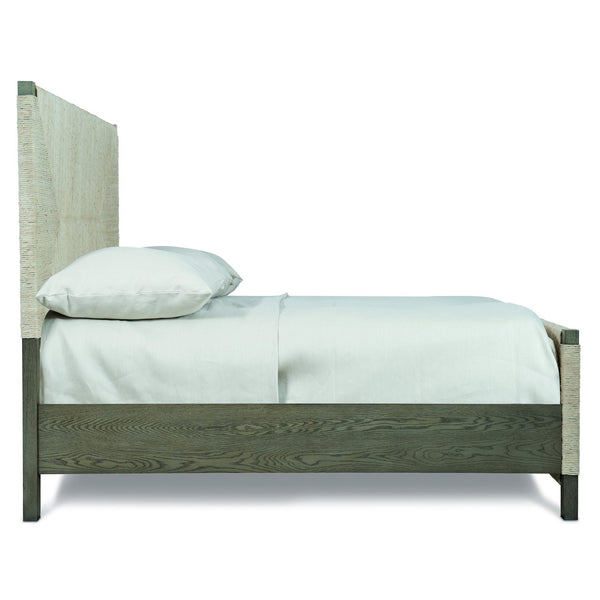Bernhardt Bernhardt Alannis Woven Abaca Panel Bed With Oak Frame, Rustic Grey Finish, Transitional Texture K1408