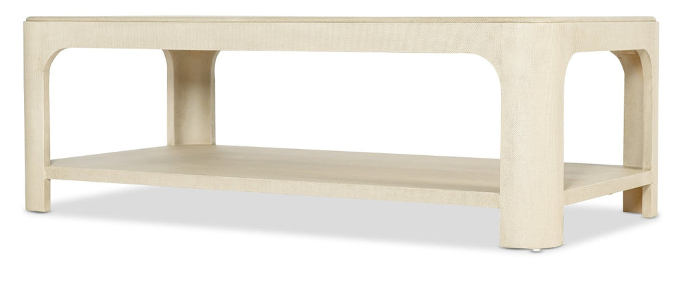 Hooker Furniture Archives Raffia Rectangle Cocktail Table — Flax Finish Raffia & Woven-Cane Coffee Table With Shelf, 56" 6123-80110-05