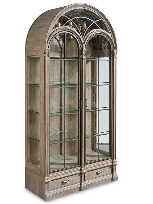 A.R.T. Furniture Arch Gwynn Curio China Cabinet With Touch Lighting, Adjustable Shelves & Elegant Parch Finish Brown, Brown Parrawood Solids,Cathedral Elm Veneers,Glass,Metal 233242-2802