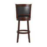 Homelegance By Top-Line Sydney Upholstered Back Swivel 29" Bar Height Stool Black Rubberwood