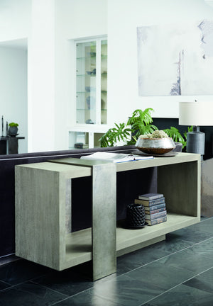 Bernhardt Bernhardt Linea Console Table, 72"W Cerused Greige Oak Veneer With Textured Graphite Banding 384910G