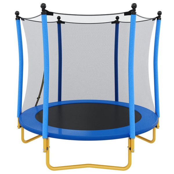 English Elm [without Basketball Hoop] 5.5 Ft Kids Trampoline with Safety Net and Foam Padded Poles Blue N739P443065C
