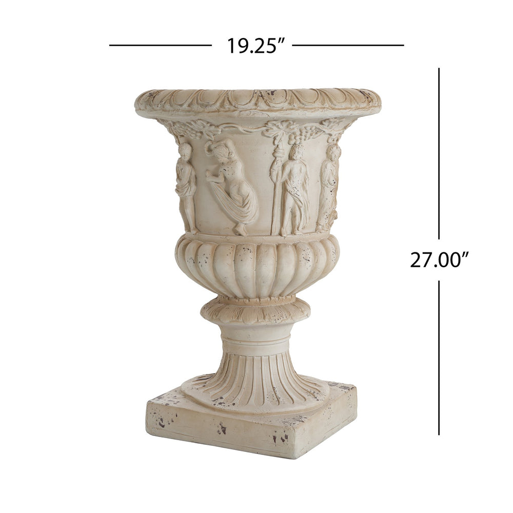 English Elm Mgo Classical Garden Urn Hand Painted Antique Finish Tall Outdoor Statement Planter N772P301515A