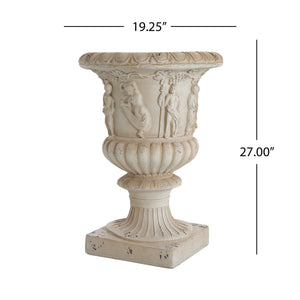 English Elm Mgo Classical Garden Urn Hand Painted Antique Finish Tall Outdoor Statement Planter N772P301515A