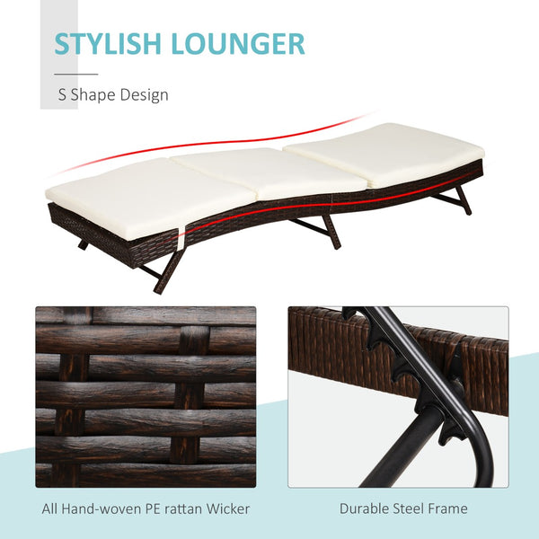 English Elm Outsunny Elegant Patio Chaise Lounge With 5 Position Adjustable Backrest & Plush Cushion For Comfort W2225P200864-GIGA