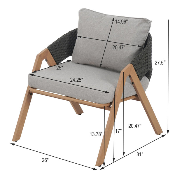 English Elm Christopher Knight Home® - Patio Weather-Resistant Wicker Chairs with Removable Water-Repellent Cushions, Durable Steel Frame Set Grey,Teak 39.5 L x 27 W x 16.5 H N776P271809L