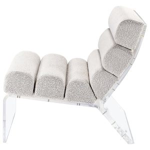 English Elm Freeman Bouclé Upholstered Armless Acrylic Chair with Channel-Tufted Comfort and Clear Modern Frame Ivory B062P299961