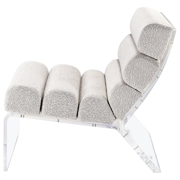 English Elm Freeman Bouclé Upholstered Armless Acrylic Chair with Channel-Tufted Comfort and Clear Modern Frame Ivory B062P299961