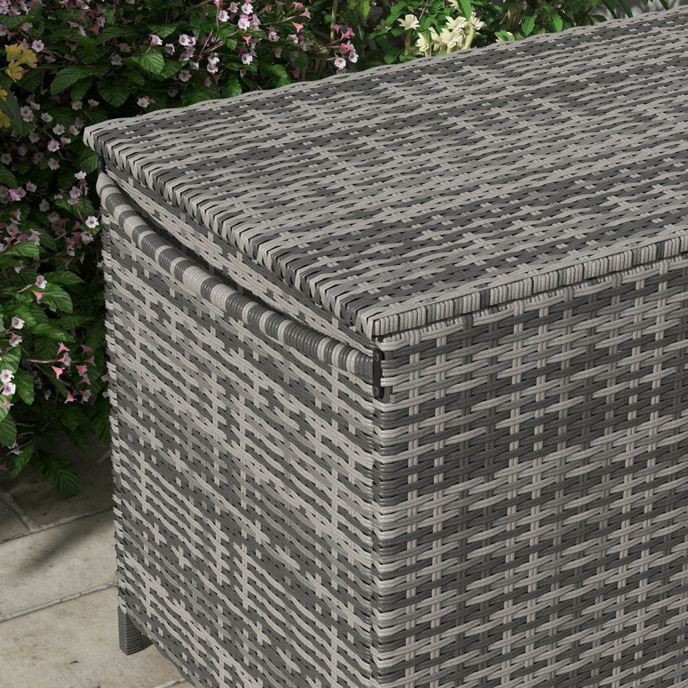 English Elm Outsunny 83 Gallon Outdoor Storage Chest On Wheels - Stylish Pe Wicker Deck Box For Garden & Pool Use W2225P217544-GIGA