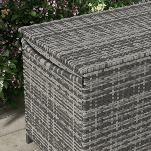 English Elm Outsunny 83 Gallon Outdoor Storage Chest On Wheels - Stylish Pe Wicker Deck Box For Garden & Pool Use W2225P217544-GIGA