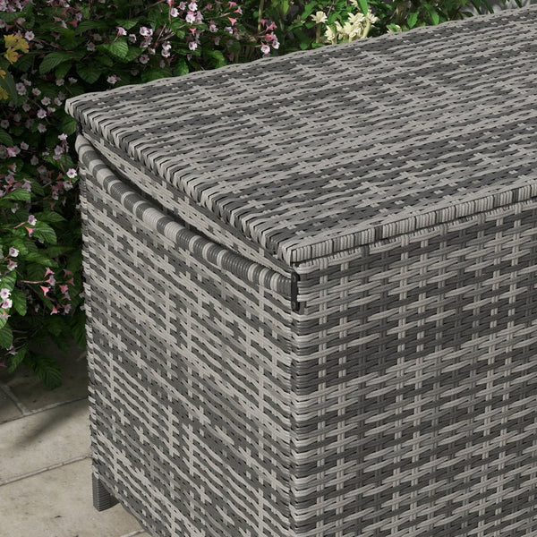 English Elm Outsunny 83 Gallon Outdoor Storage Chest On Wheels - Stylish Pe Wicker Deck Box For Garden & Pool Use W2225P217544-GIGA