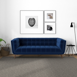 English Elm Ashcroft Furniture - Addison Sofa (Large - Dark Blue Boucle With Metal Feet)