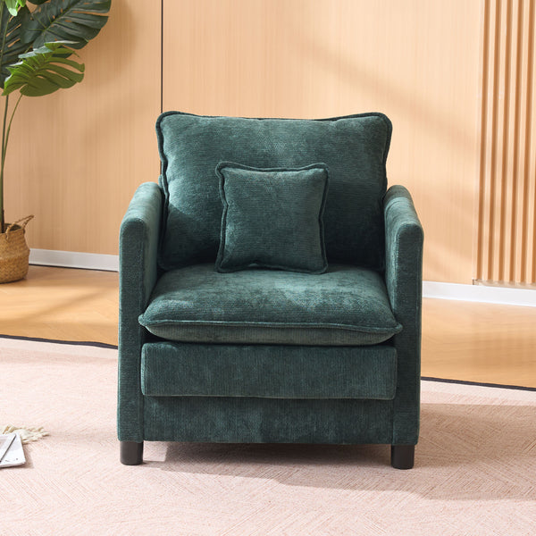 English Elm Comfy Modern Accent Chair Thick Cushioned Seat with Pillow Set for Reading Nooks W1893P396306