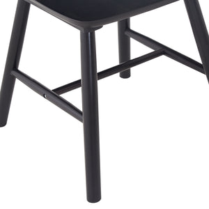 English Elm 4 solid wood dining chairs set with ergonomic curved backs, 17" seat height, anti-skid feet, easy-clean finish Black W2720P193105