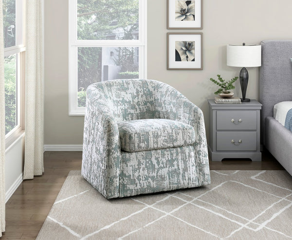 English Elm Swivel Accent Chair with Jacquard Upholstery and 360 Degree Base for Living Room B011P282395