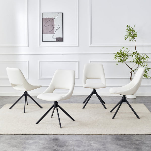 English Elm Dining Chairs Set Of 4 - Modern Swivel Design With Gold Mesh, High Back, And Easy-Clean Leather Upholstery W3493P347140