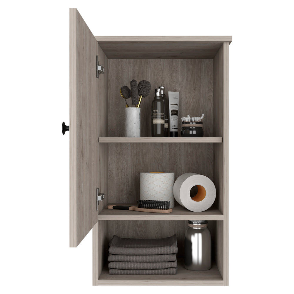 English Elm St. Angelo Grey Medicine Cabinet with Soft-Close Door, Engineered Wood, 2 Internal Shelves, Slim B070P188849