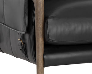 Sunpan Mauti Armchair - Luxurious 100% Bovine Leather with Elegant Wood Frame for Timeless Comfort and Style Distressed Brown / Cortina Black Leather