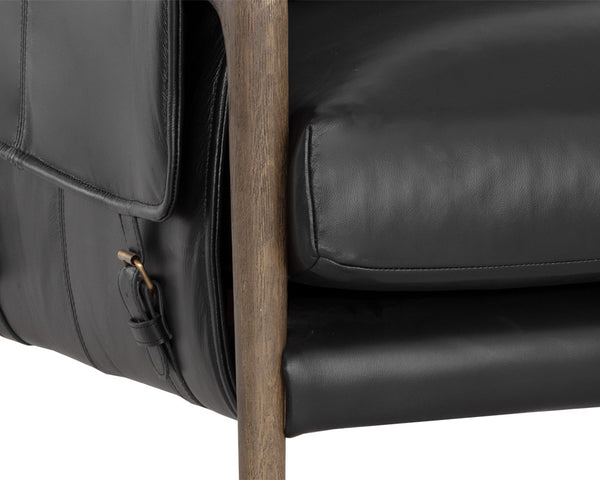 Sunpan Mauti Armchair - Luxurious 100% Bovine Leather with Elegant Wood Frame for Timeless Comfort and Style Distressed Brown / Cortina Black Leather