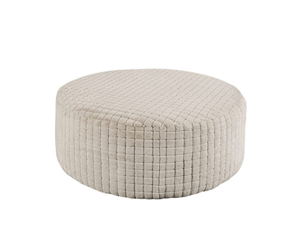 English Elm Soft Iroquois Round Ottoman Patterned Chenille Upholstery 41" Wide Transitional Elegance, Plush Top Tan 42 L x 42 W x 18 H B2741P354532