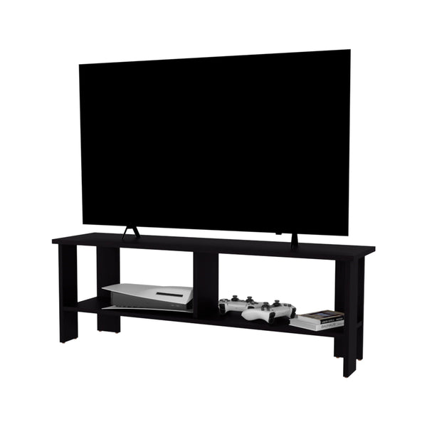 English Elm Wengue White and Natural Oak TV Stand with 5 Open Shelves, Rustic-Modern Media Console for Storage and Display (53.9") B062P290285
