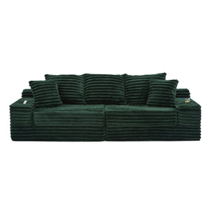 English Elm Oversized Corduroy Cloud Couch Convertible Sleeper Sofa with Memory Foam Seating Emerald W395S00120
