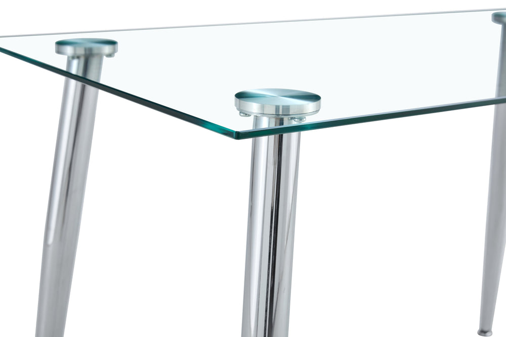 English Elm Glass Dining Table with 8mm Tempered Top Clear Rectangular Surface for Modern Spaces W370P193589