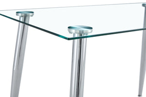 English Elm Glass Dining Table with 8mm Tempered Top Clear Rectangular Surface for Modern Spaces W370P193589