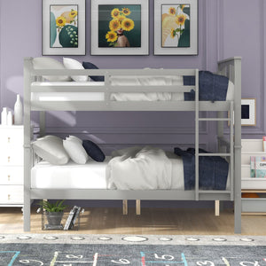 English Elm Full Over Bunk Bed Solid Pine Frame White Finish Converts to Two Beds LT000203AAE-1
